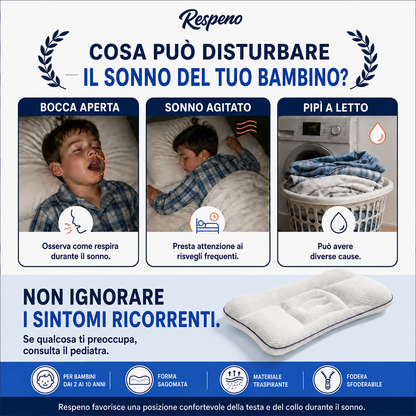 Respeno Sonno Sereno – Cuscino ergonomico sagomato per bambini